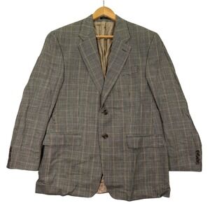 Lauren Ralph Lauren Mens 40R Sport Coat Blazer Brown Silk Wool Plaid Made Canada